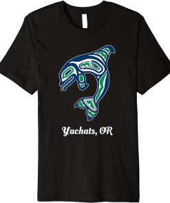 Blue Green Native American Yachats OR Orca Killer Whale Premium T-Shirt