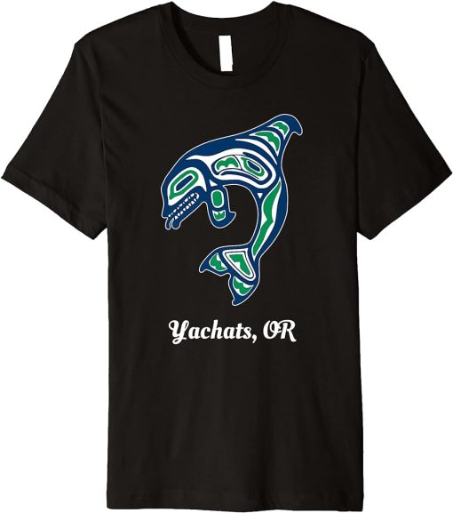 Blue Green Native American Yachats OR Orca Killer Whale Premium T-Shirt