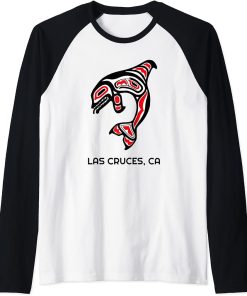 Isla Vista, California Native American Orca Killer Whale Raglan Baseball Tee