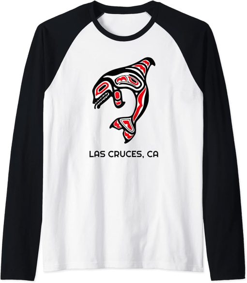 Isla Vista, California Native American Orca Killer Whale Raglan Baseball Tee