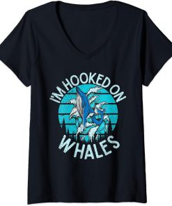 Womens Whales Watch Dolphin Pottwhal Funny Saying Orca Whale V-Neck T-Shirt