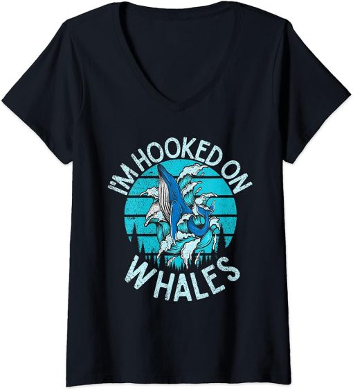 Womens Whales Watch Dolphin Pottwhal Funny Saying Orca Whale V-Neck T-Shirt