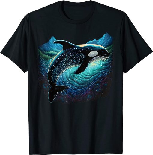 Colourful mystical orca whale watching dolphin pottwhale orca whale T-Shirt