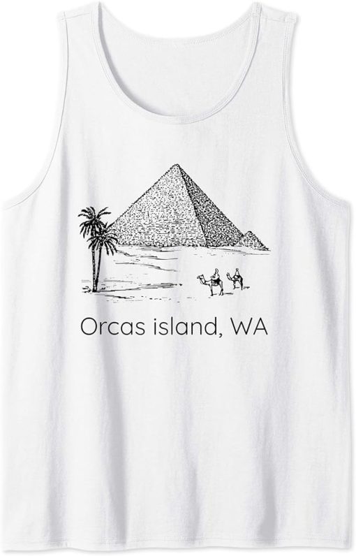 Funny Pyramid Orcas Island WA Bad Geography Stupid Joke Tank Top