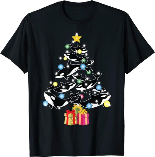 Orca Whale and Christmas Tree Orca Christmas T-Shirt