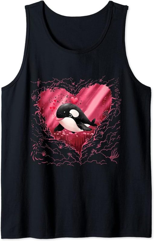 Orca Heart Funny Valentines Day Men Love orca Gifts Red Love Tank Top