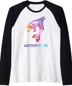 Kotzebue Alaska Native American Orca Killer Whale Raglan Baseball Tee