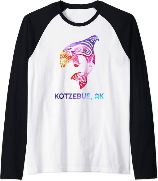 Kotzebue Alaska Native American Orca Killer Whale Raglan Baseball Tee